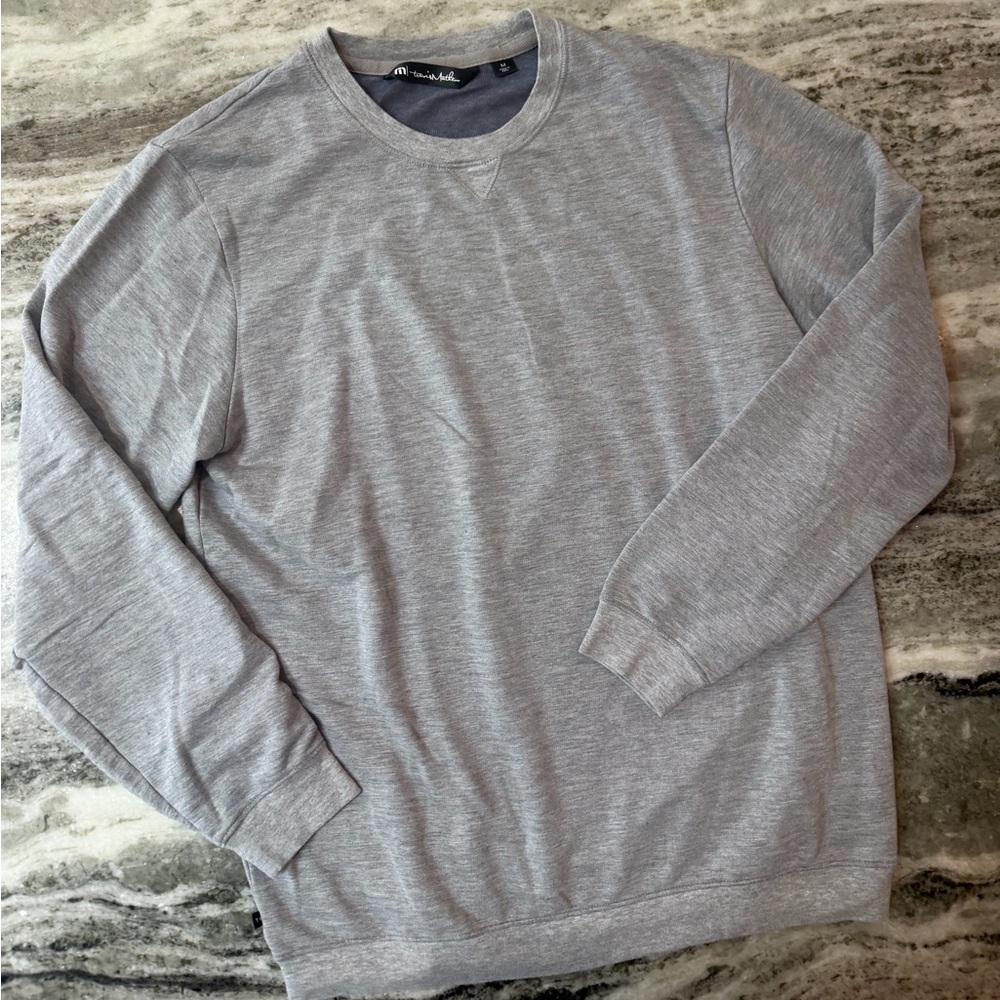Travis Mathew Men's Heather Light Gray Crewneck Sweatshirt